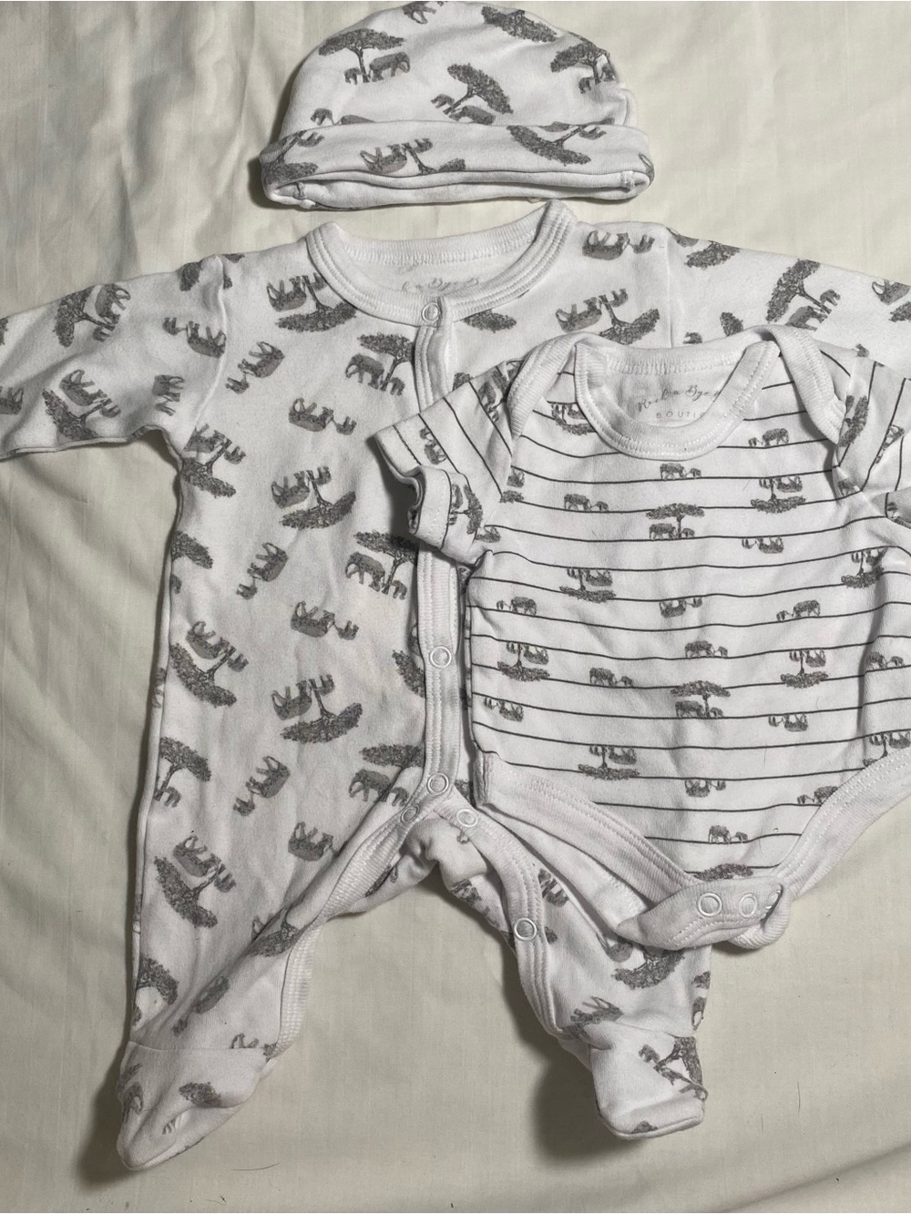 Baby One-Piece and Bodysuit Set in White and Gray